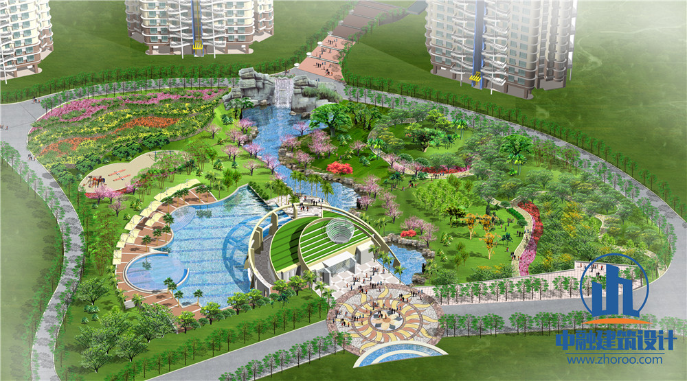 成都景观设计某园区鸟瞰图